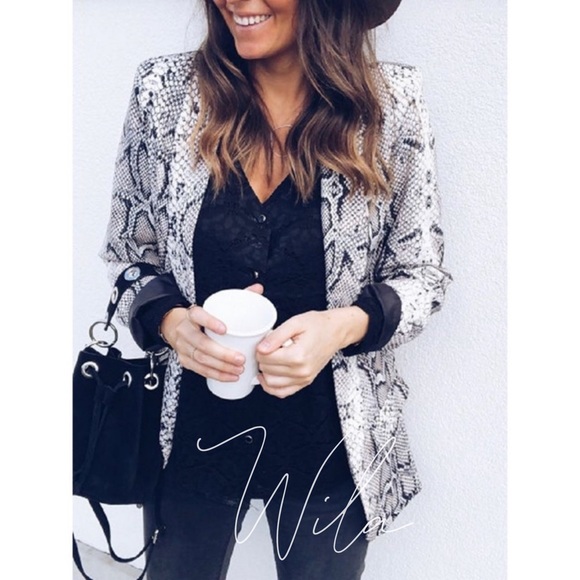 WILA Jackets & Blazers - Snake skin print blazer gray black white jacket